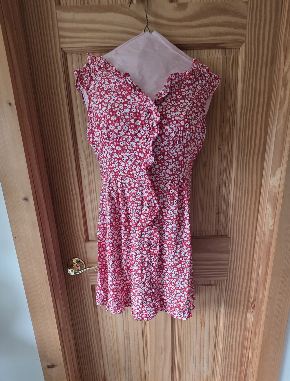 Top Shop Red Floral Ruffle Sundress Size 6